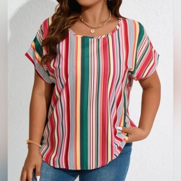 Plus size colorful Striped top sz 4X - Picture 5 of 6